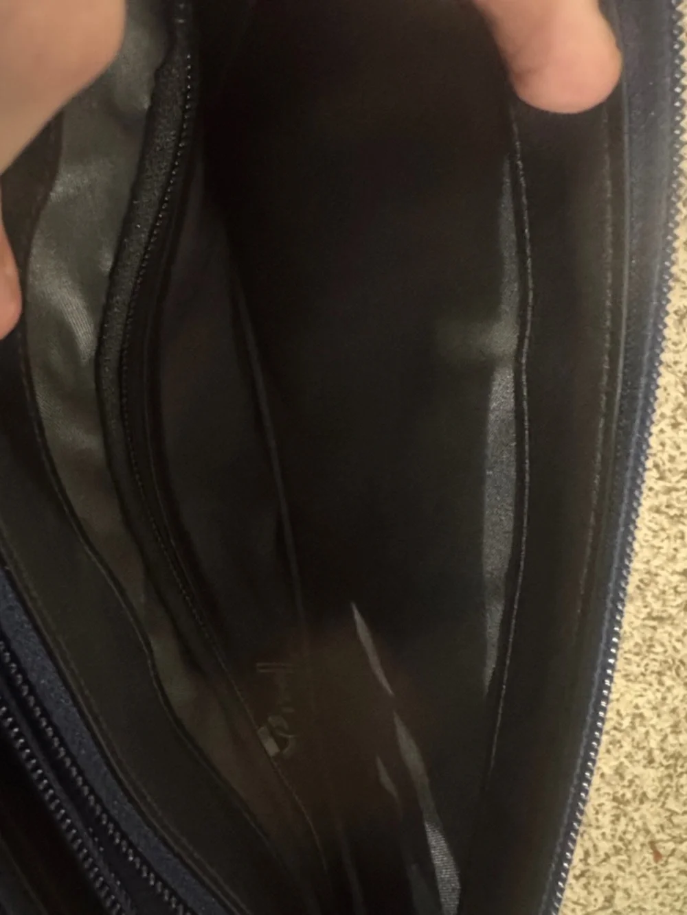 NWT Tumi Navy Leather DBL Zip Envelope Clutch